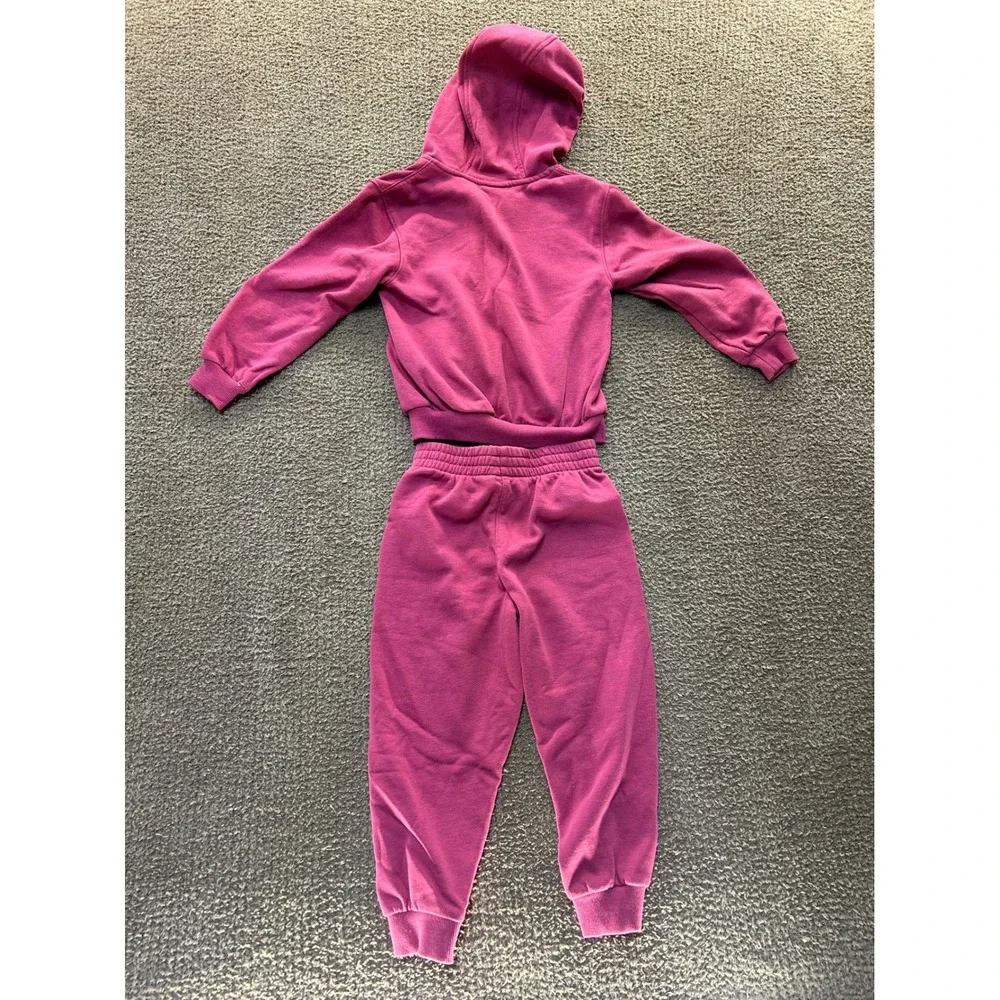 Nike Kids Berry Pink Fleece Tracksuit Full Zip Hoodie and Joggers Set Size 4-5Y